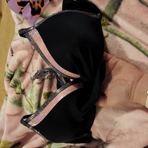 Black and pink glitter bikini top